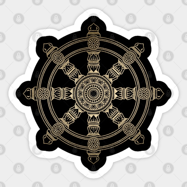 Golden Dharma Wheel Sticker by Lucia